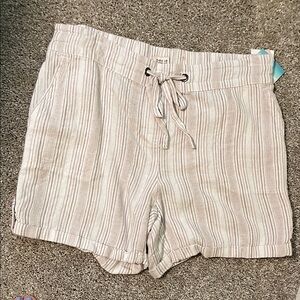 Per Se Beige Striped Linen blend Women's Shorts sz 10 NWT